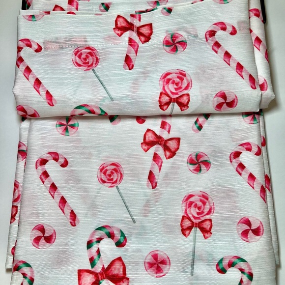 Christmas Candy Cane Bows Fabric Shower Curtain Pink Red Pinkmas Ribbons Sweets - Picture 4 of 9